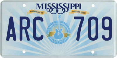 MS license plate ARC709