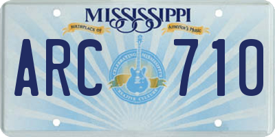 MS license plate ARC710