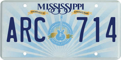 MS license plate ARC714