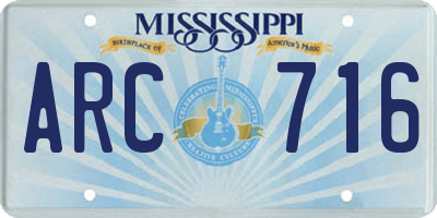 MS license plate ARC716