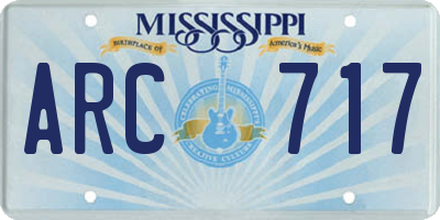 MS license plate ARC717