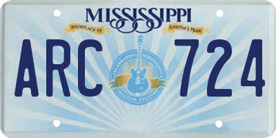 MS license plate ARC724