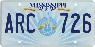 MS license plate ARC726