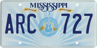 MS license plate ARC727