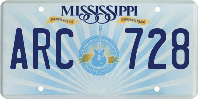MS license plate ARC728