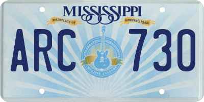 MS license plate ARC730