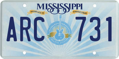 MS license plate ARC731
