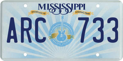 MS license plate ARC733