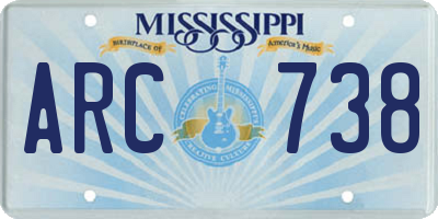 MS license plate ARC738