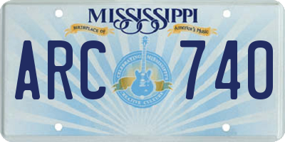 MS license plate ARC740