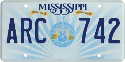 MS license plate ARC742