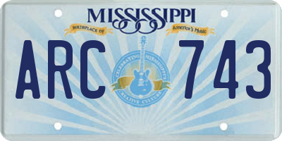 MS license plate ARC743