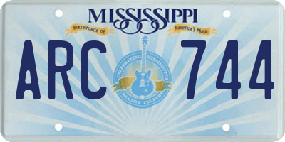 MS license plate ARC744