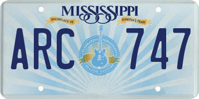 MS license plate ARC747