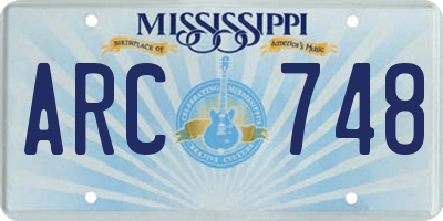 MS license plate ARC748