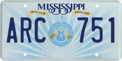 MS license plate ARC751