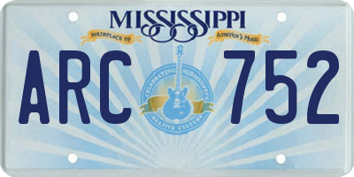 MS license plate ARC752
