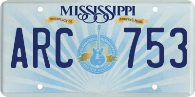 MS license plate ARC753