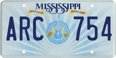 MS license plate ARC754