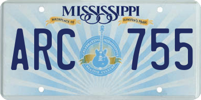 MS license plate ARC755