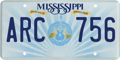 MS license plate ARC756