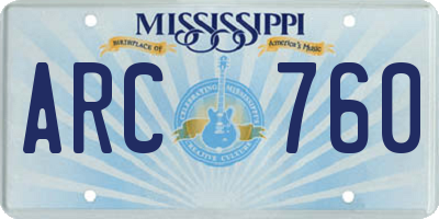 MS license plate ARC760