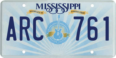 MS license plate ARC761