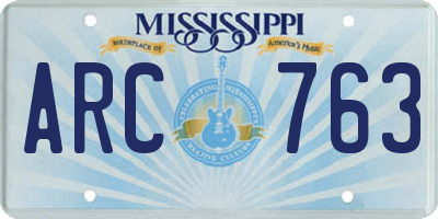 MS license plate ARC763