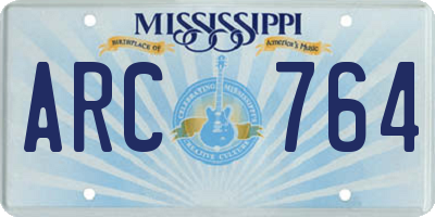 MS license plate ARC764