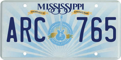 MS license plate ARC765