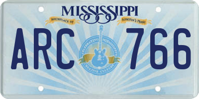 MS license plate ARC766