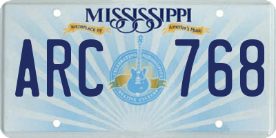 MS license plate ARC768