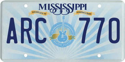 MS license plate ARC770
