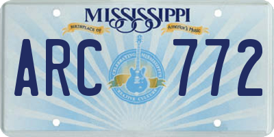 MS license plate ARC772
