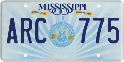 MS license plate ARC775