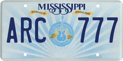MS license plate ARC777