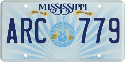 MS license plate ARC779