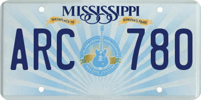 MS license plate ARC780