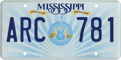 MS license plate ARC781