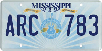 MS license plate ARC783