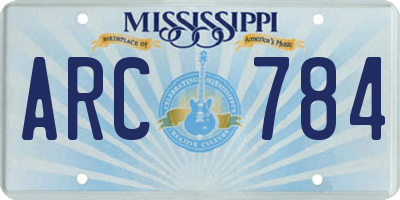 MS license plate ARC784