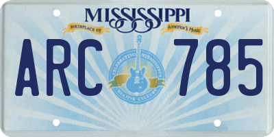 MS license plate ARC785