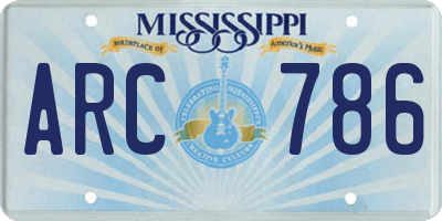 MS license plate ARC786