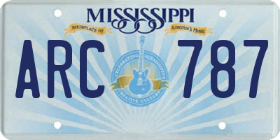 MS license plate ARC787