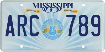 MS license plate ARC789