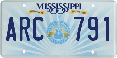 MS license plate ARC791