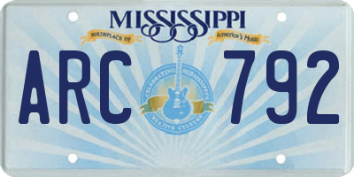 MS license plate ARC792