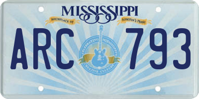 MS license plate ARC793