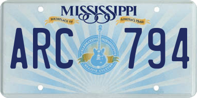MS license plate ARC794