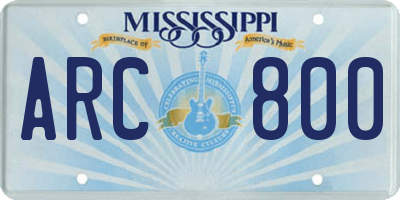 MS license plate ARC800